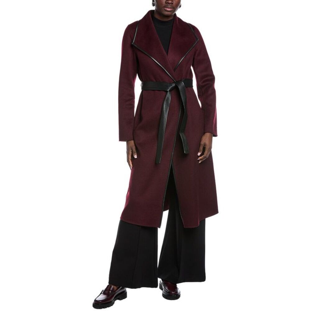 Tahari Womens  Juliette Wool-Blend Coat, Purple